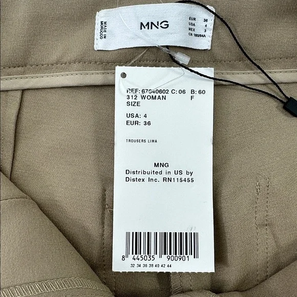 MNG Pleated Front Back Pockets Stylish Tan Dress Pants - Picture 6 of 7